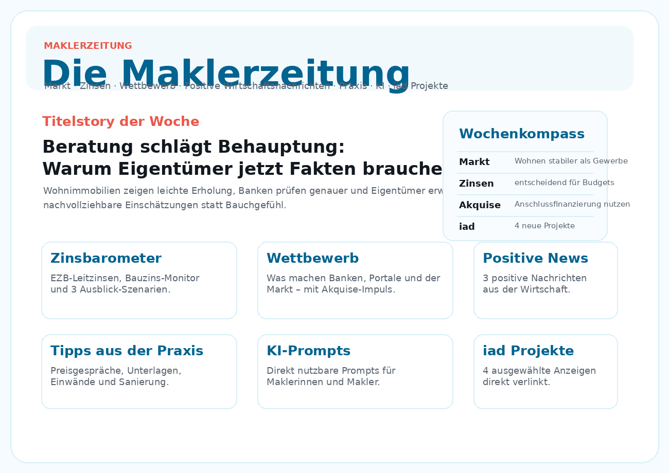Vorschau einer Muster-Ausgabe der Maklerzeitung